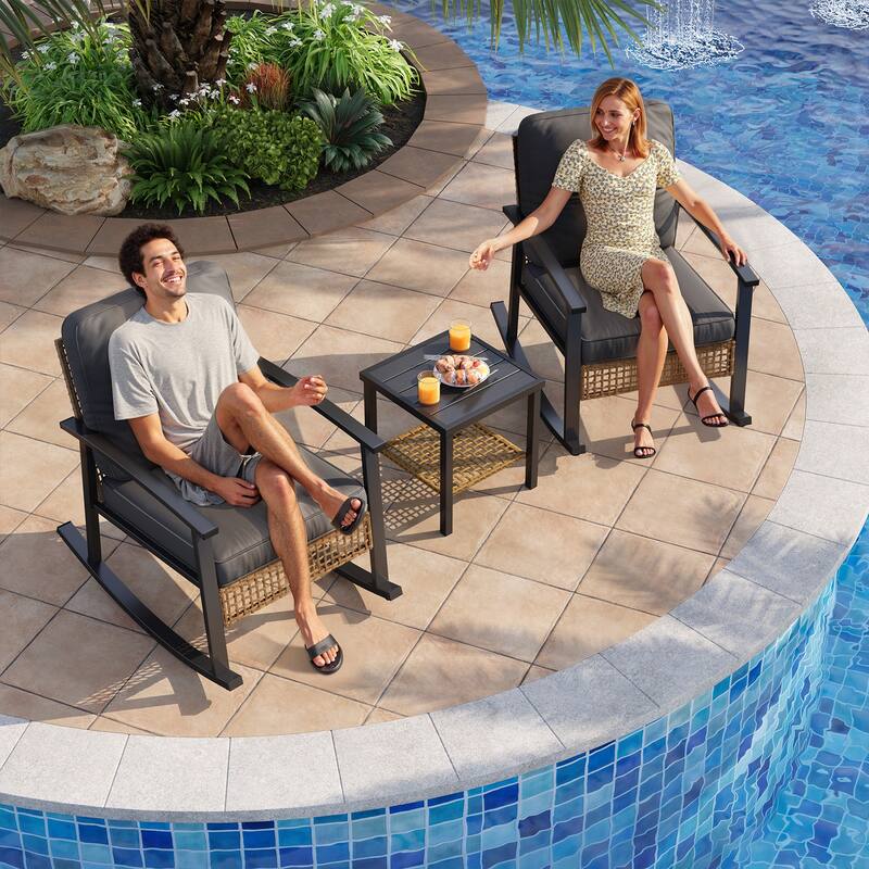 3-Piece Outdoor Rocking Bistro Set