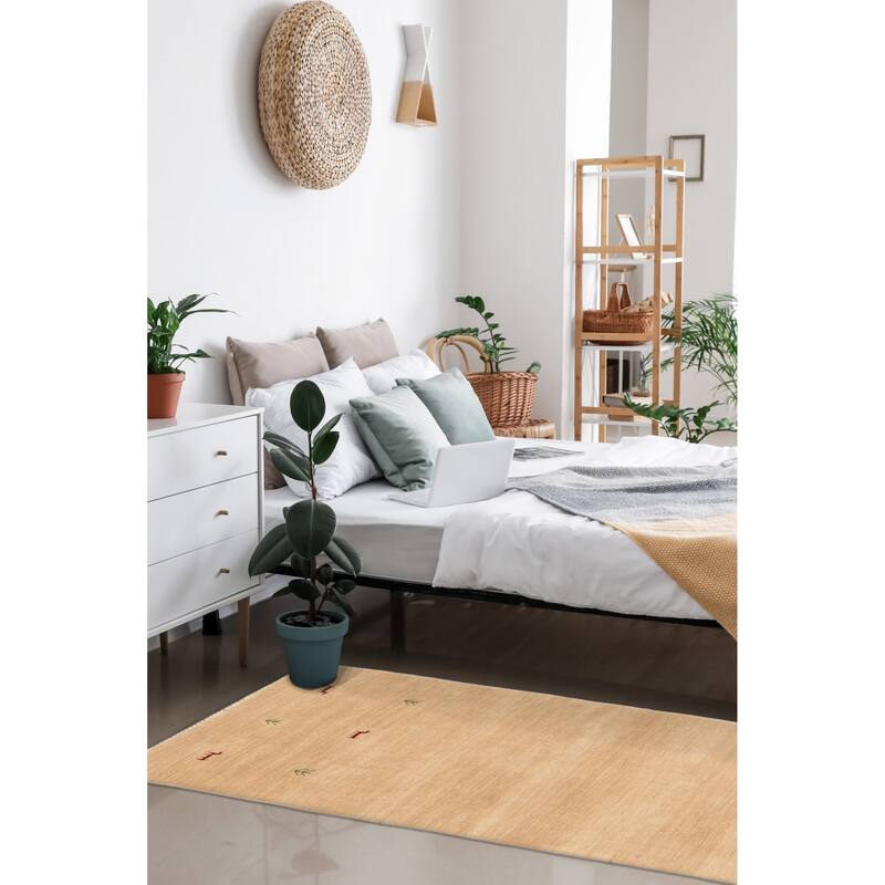 Kashkuli Gabbeh Beige Rug 2'5" x 6'5" - 2'5 x 6'5