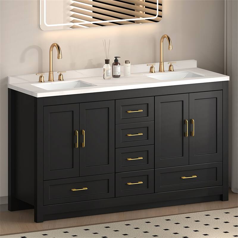 60" Black Bathroom Vanity