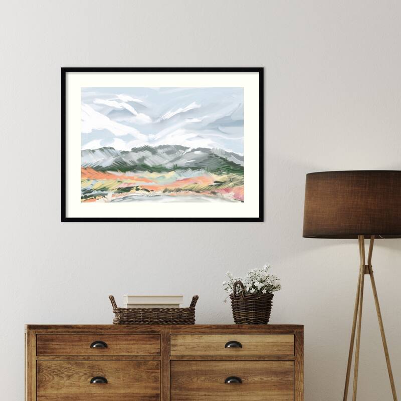 Whispering Peaks by Jenna Alheit Wood Framed Wall Art Print - Svelte Noir Black