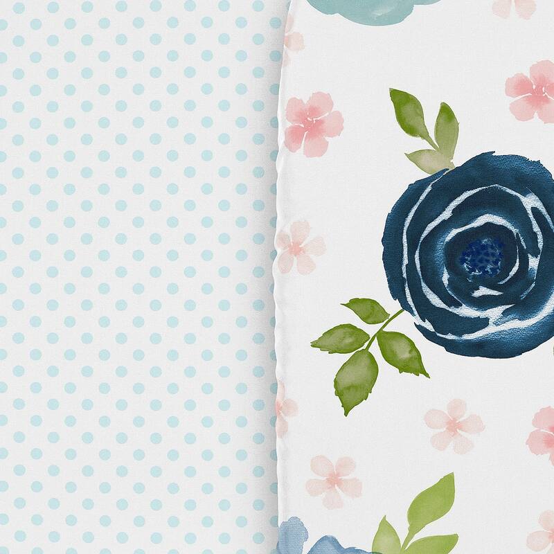 Sweet Jojo Designs Blush Pink Blue Boho Floral Girl 2 Pack Baby Bassinet Fitted Sheets Bohemian Farmhouse Shabby Chic Watercolor