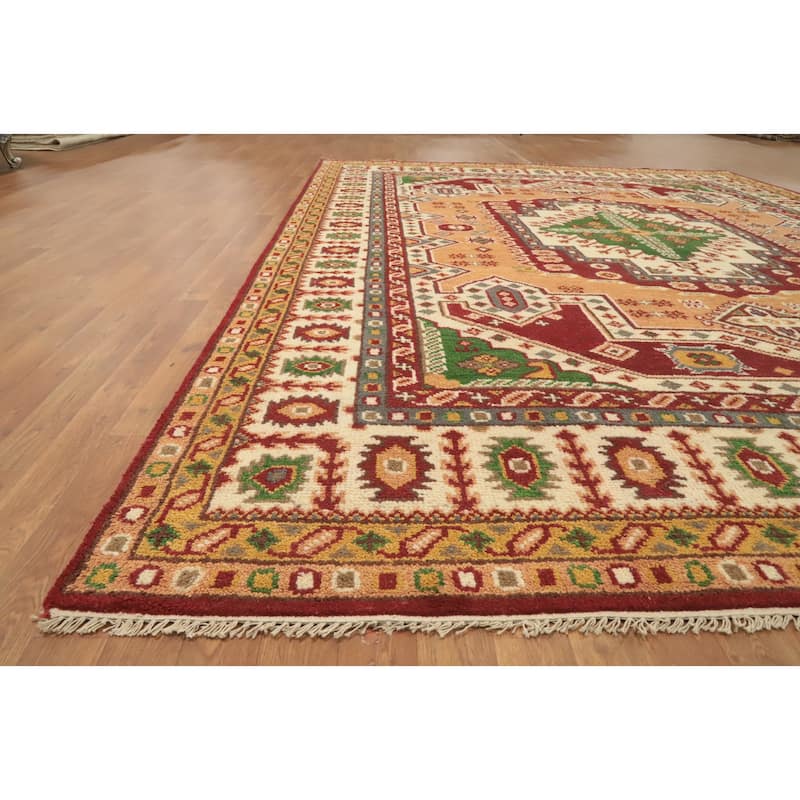 Handmade Wool Kazak Indian Area Rug Handmade Wool Carpet - 11' 10'' X 9' 0''
