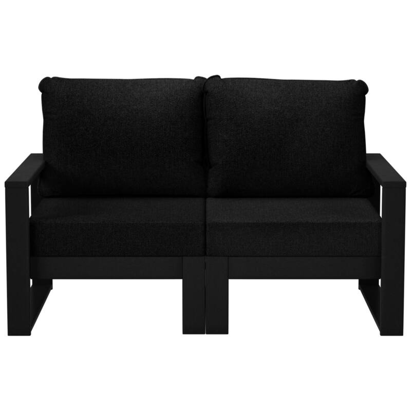 Endless Outdoor Patio Love Seat with Black Frame - Black/Black