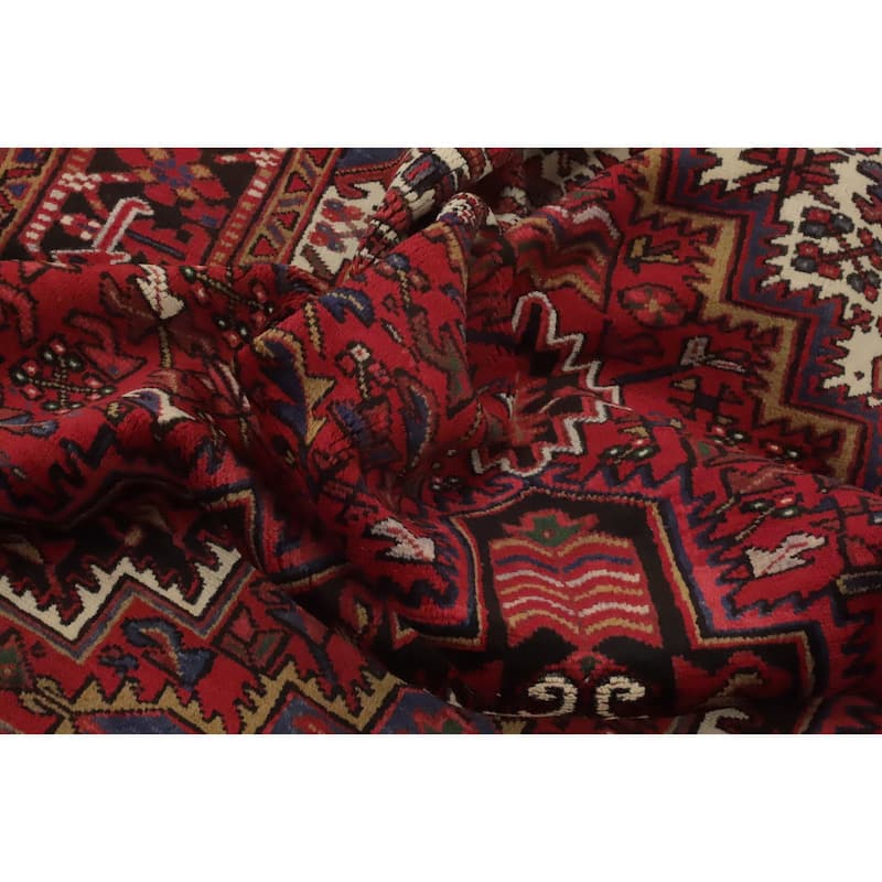 Hand Knotted Oriental 100% Wool Carpet Traditional Medallion Red Heriz Area Rug - 9' 8'' X 6' 11''