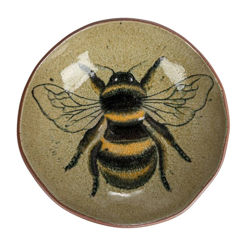 Stoneware Plate Set with Insect and Bird Designs