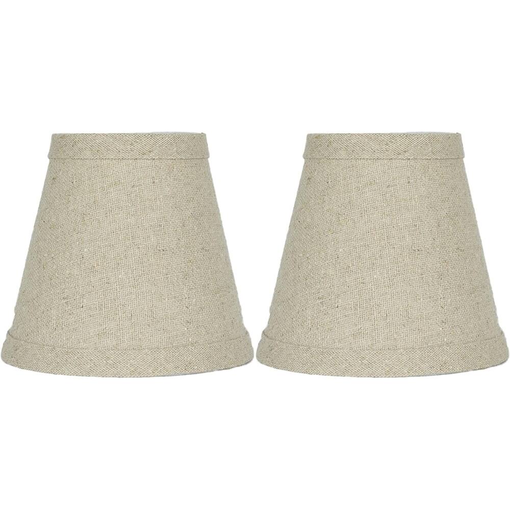 Natural Pure Linen Chandelier Lamp Shade, 3x5x4.5", Hardback, Clip On