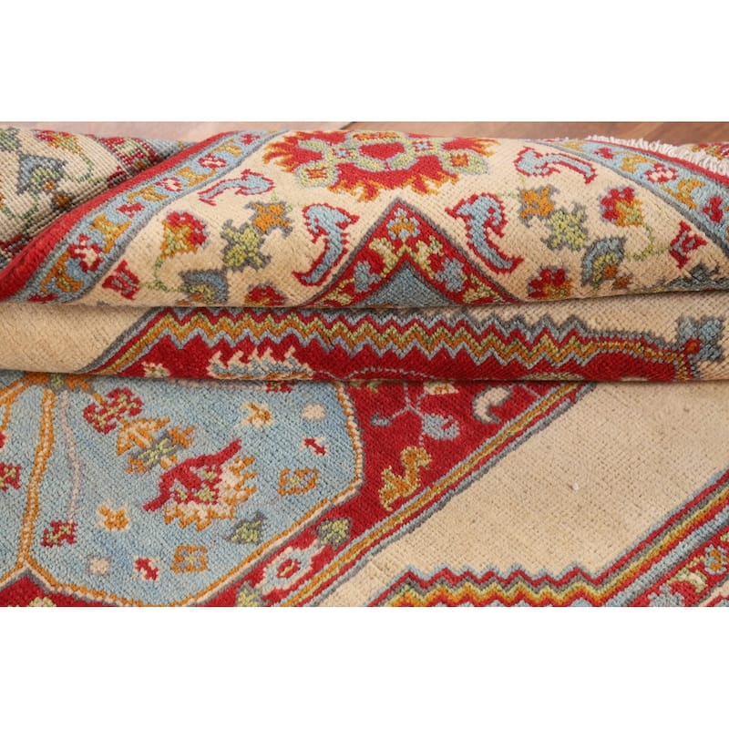 Kazak Oriental Area Rug Handmade Blue Wool Carpet - 4'0"x 5'11"