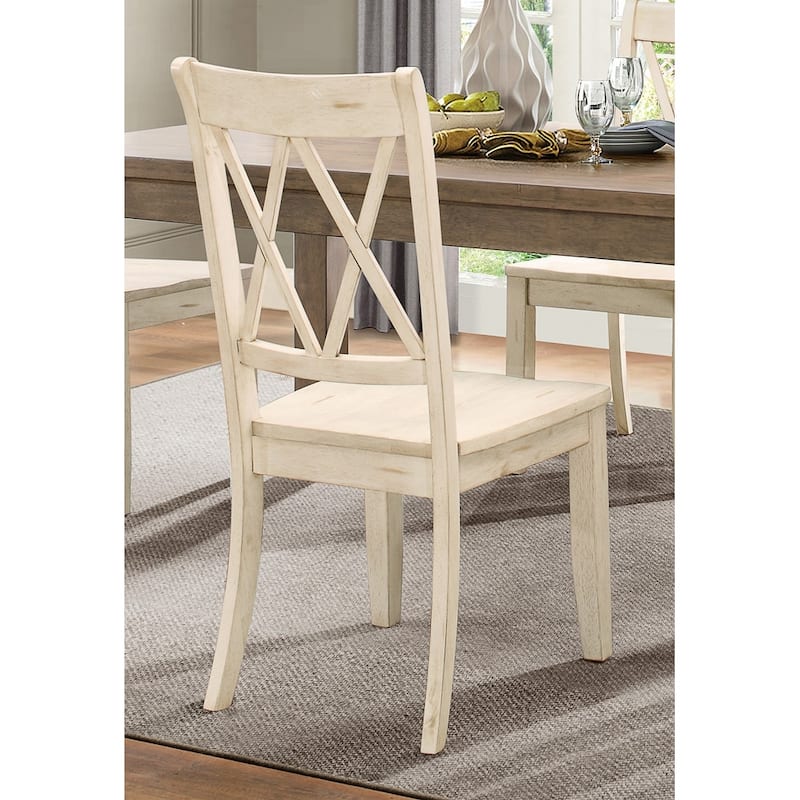 Side Chairs Pine Veneer Transitional Dining Room Furniture - White