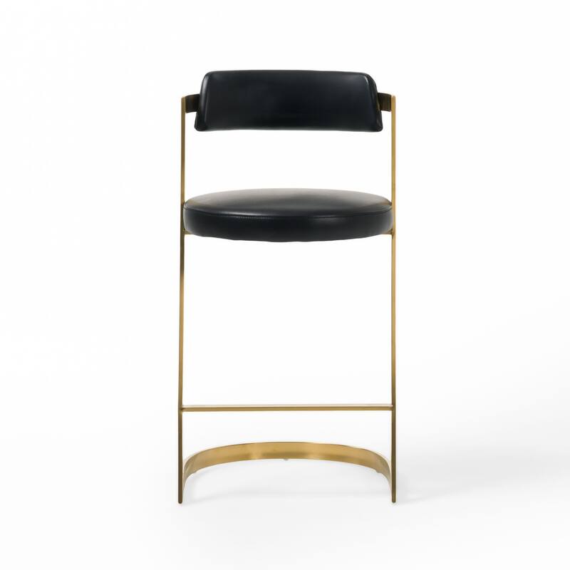 Modrest Shandra Black Pleather & Gold Counter Stool