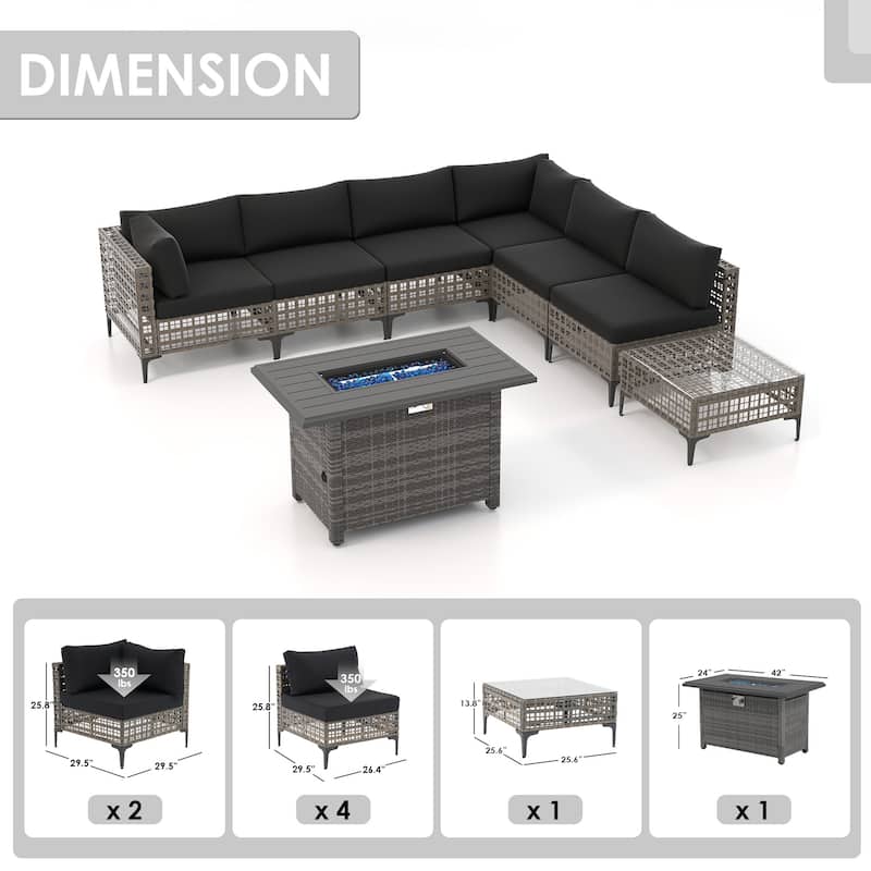 6 - Person Outdoor Sectional Seating Group with Fire Pit