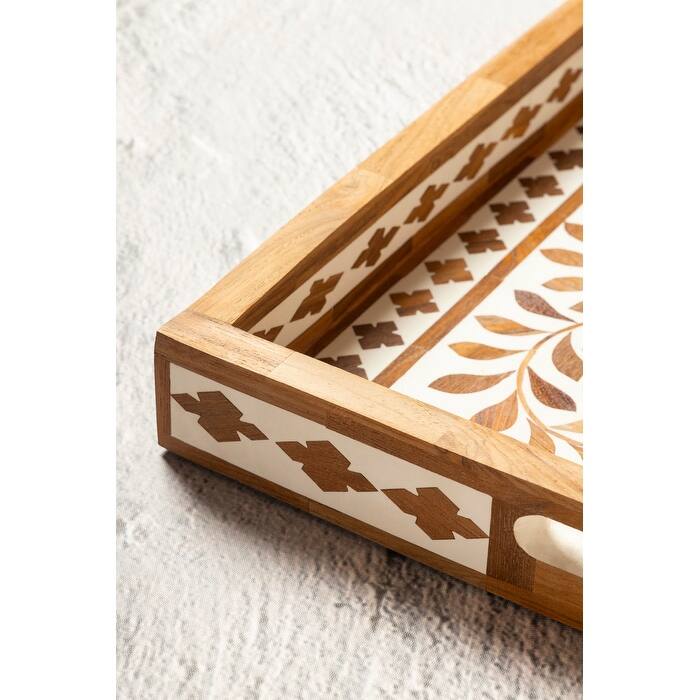 Jodhpur Wood Inlay Decorative Tray, 20" x 15"