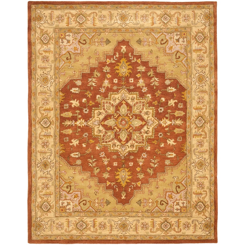 SAFAVIEH Handmade Heritage Foliage Traditional Oriental Wool Rug - 9'6" x 13'6" - Rust/Gold