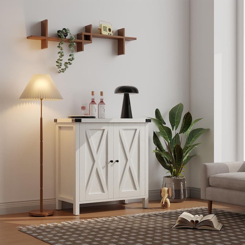 Storage Cabinet 15.7" d x 30" w x 31.5" h, Sideboard Buffet Cabinet with 2 Doors and Adjustable Shelves