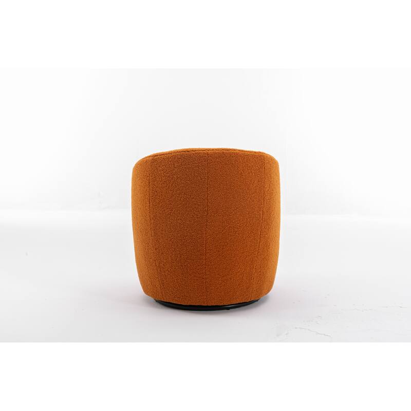 Wool Swivel Barrel Chair with 360° Rotation & Metal Base