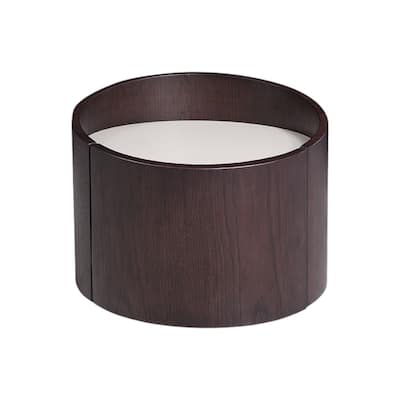 21 Inch Round Solid Wood End Table in Dark Brown Oak Finish Modern Bohemian Living Room Table - 21"L x 21"W x 17"H