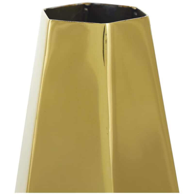 Stainless Steel Metal Geometric Hexagon Shaped Decorative Vase with Varying Heights - Set of 3 Gold - Roche River Decor