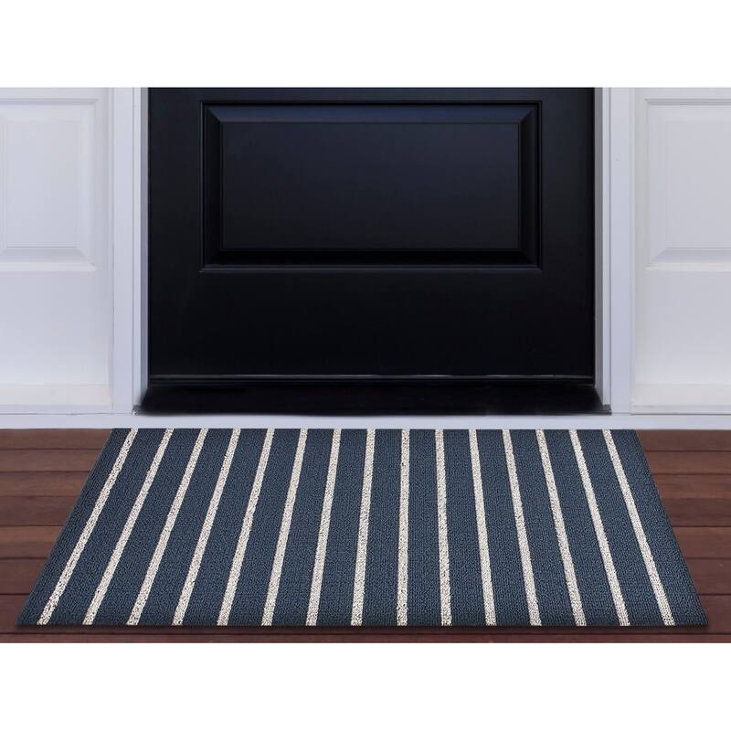Nautica PVC Loop Utility Indoor/Outdoor Striped Mat