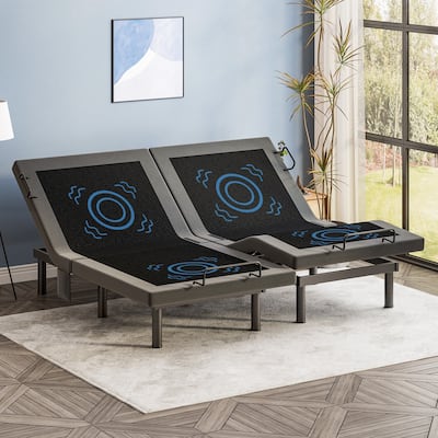 Twin Split King Size Adjustable Bed Base Frame with Massage