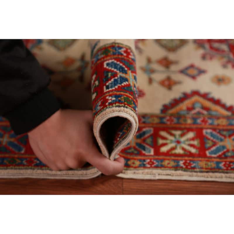 Ivory Kazak Foyer Rug Hand-Knotted Wool Carpet - 2'8"x 4'1"
