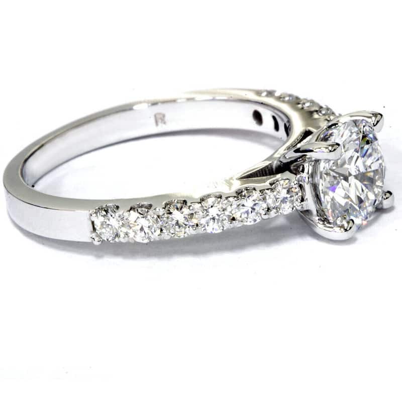 Certified 2ct Diamond Engagement Ring Solitaire Accent White Gold Lab Grown