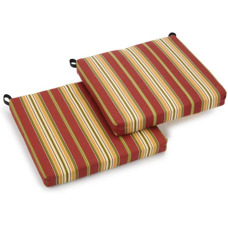 20-inch by 19-inch Indoor/Outdoor Chair Cushions (Set of 2) - 20 x 19 - Kingsley Stripe Ruby