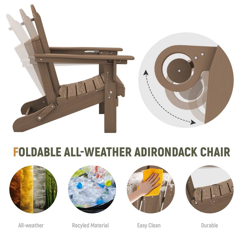 HDPE Plastic Outdoor/Indoor Adjustable Folding Adirondack Chair