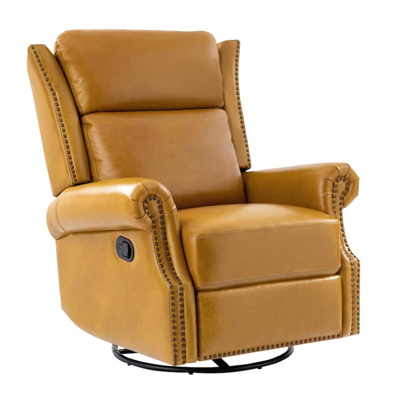 Viviana Traditional Genuine Leather Manual Swivel Glider Recliner by HULALA HOME