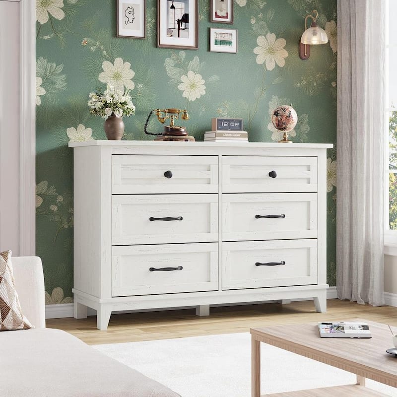 47" Wide Drawer Dresser, with Storage Freestanding - White