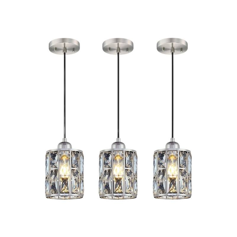 3 Pack light bulb nickel light fixture Crystal pendant light
