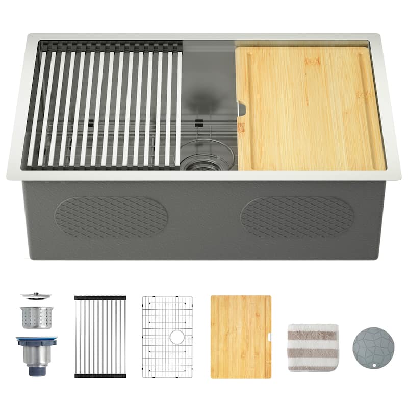 Undermount Single Bowl Stainless Steel Kitchen Sink 16 gauge-ALL SIZE
