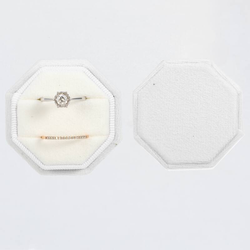 Velvet Ring Box, Double Ring Box 2 Slots Display Holder Jewelry Storage for Wedding