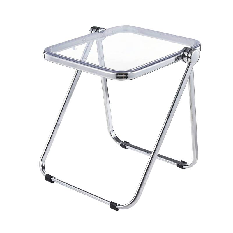 LeisureMod Lawrence Rectangular Folding Table with Aluminum Frame - 16.73 - Clear