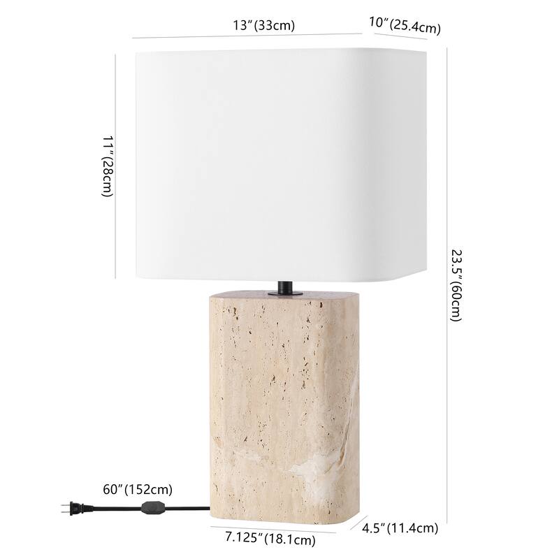 SAFAVIEH Couture Lisabryna Travertine Table Lamp - 12"W x 10"D x 22"H