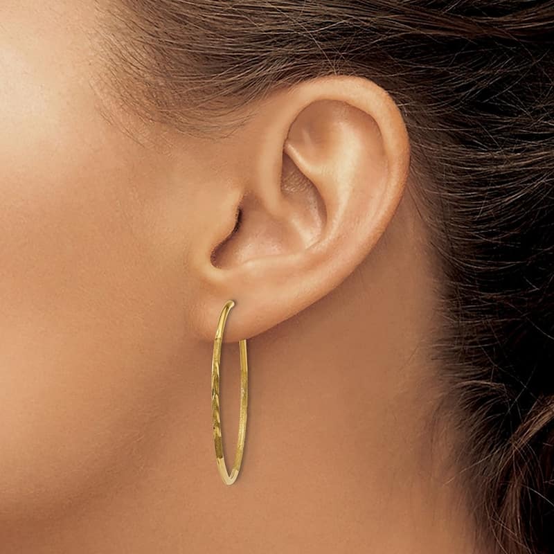 Curata 14k Yellow Gold Sparkle Cut Endless Hoop Earrings - 30x30mm