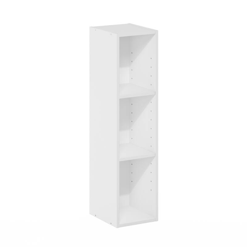 Furinno Fulda 3-Tier Space Saving Storage Shelf Bookcase, 8-Inch Width - White
