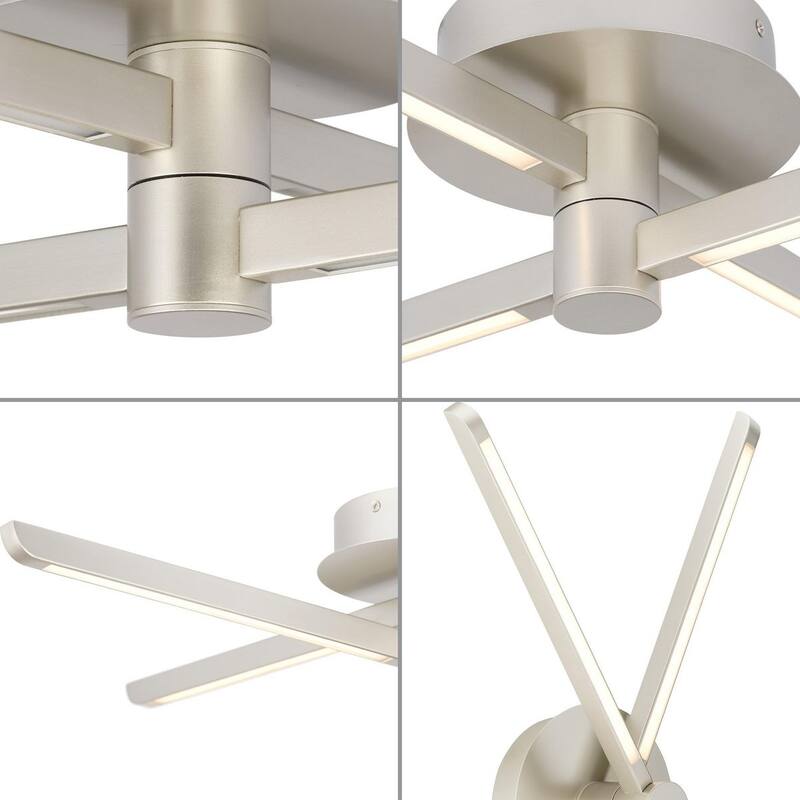 Pivot LED Four-Light Burnished Nickel Modern Semi- Flush or Wall Mount Fixture - 25 in x 25 in x 4.37 in