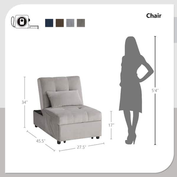 dimension image slide 4 of 3, Daria 4-in-1 Convertible Futon Lounge Chair