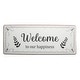 preview thumbnail 1 of 2, Metal Wall Sign Welcome To Our Happiness - Set of 2
