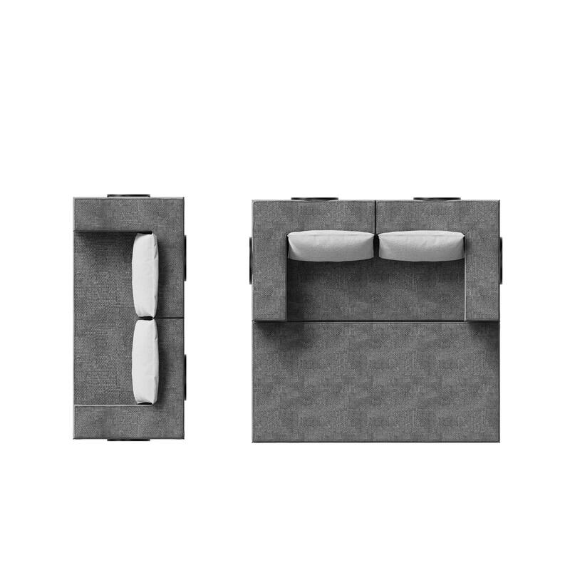 80" Convertible Sofa Bed with 2 Pillows, 2-Seat Folding Floor Couch, Multifunctional Chenille Loveseat Living Room Sleeper Sofa