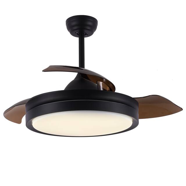 Contemporary Bladeless Ceiling Fan with Light and Remote, Retractable
