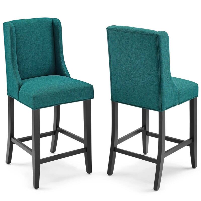 Modway Baron Counter Stool Upholstered Fabric Set of 2, Teal - Teal