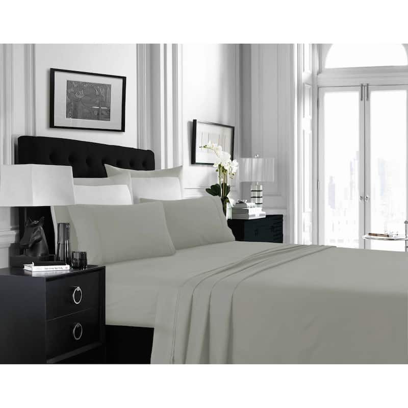 Super Soft Extra Deep Pocket Bed Sheet Set with Oversize Flat - Twin XL - Silver Grey