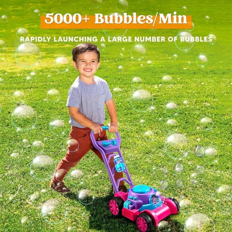 Joyfy Bubble Lawn Mower Bubble Machine, Pink - 7 x 10 x 13
