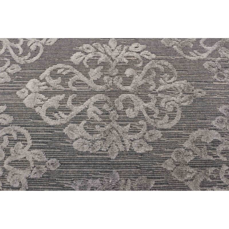 ECARPETGALLERY Hand Loomed Elysian Dark Grey Viscose, Wool Rug - 4'11 x 7'9