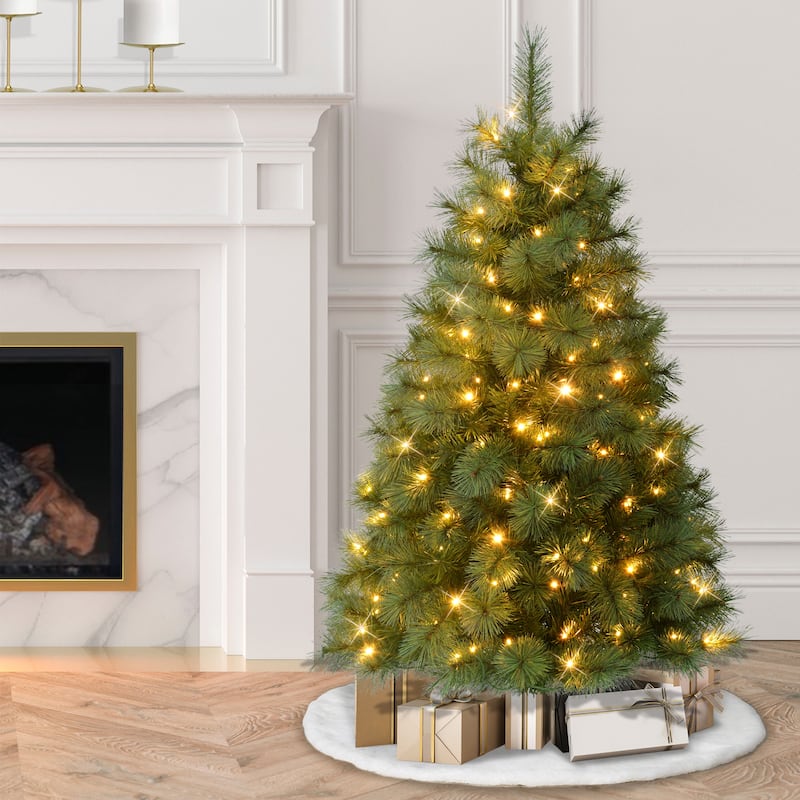 Puleo International 4.5' Pre-Lit Artificial Wyoming Pine Tree with Multi-Function LED Lights - 4.5 Foot