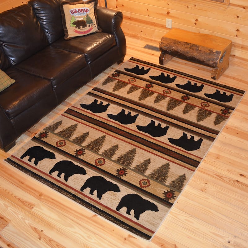 Rustic Lodge Cabin Appalachian Bear Multi Area Rug (7'10"x9'10") - 7'10"x9'10"