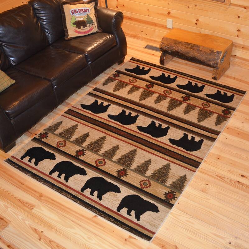 Rustic Lodge Cabin Appalachian Bear Multi Area Rug (7'10