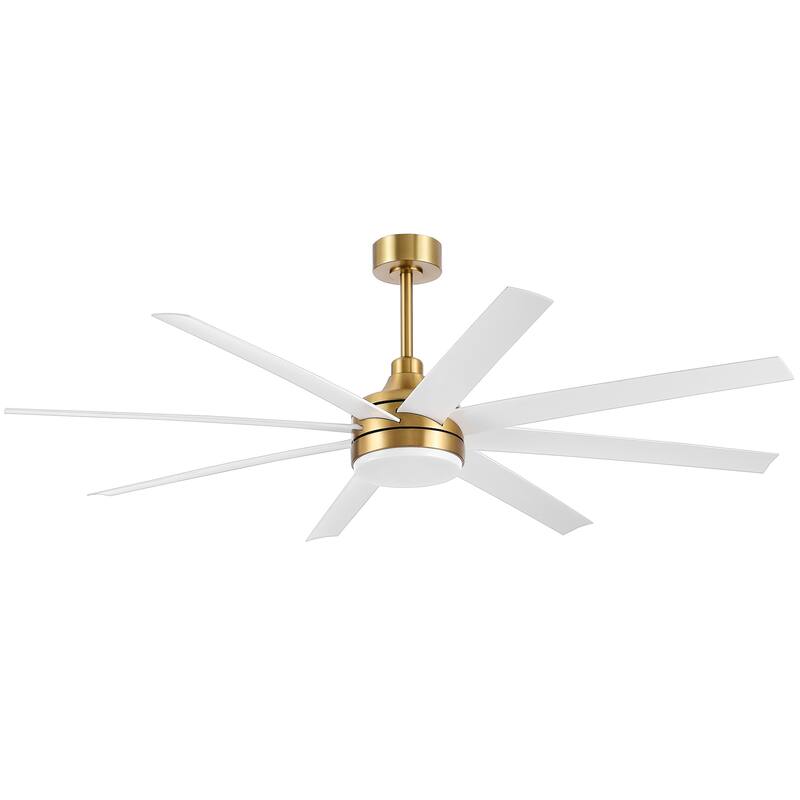 65" Gold LED Ceiling Fan with Light Remote-8 Blade - 65 Inch