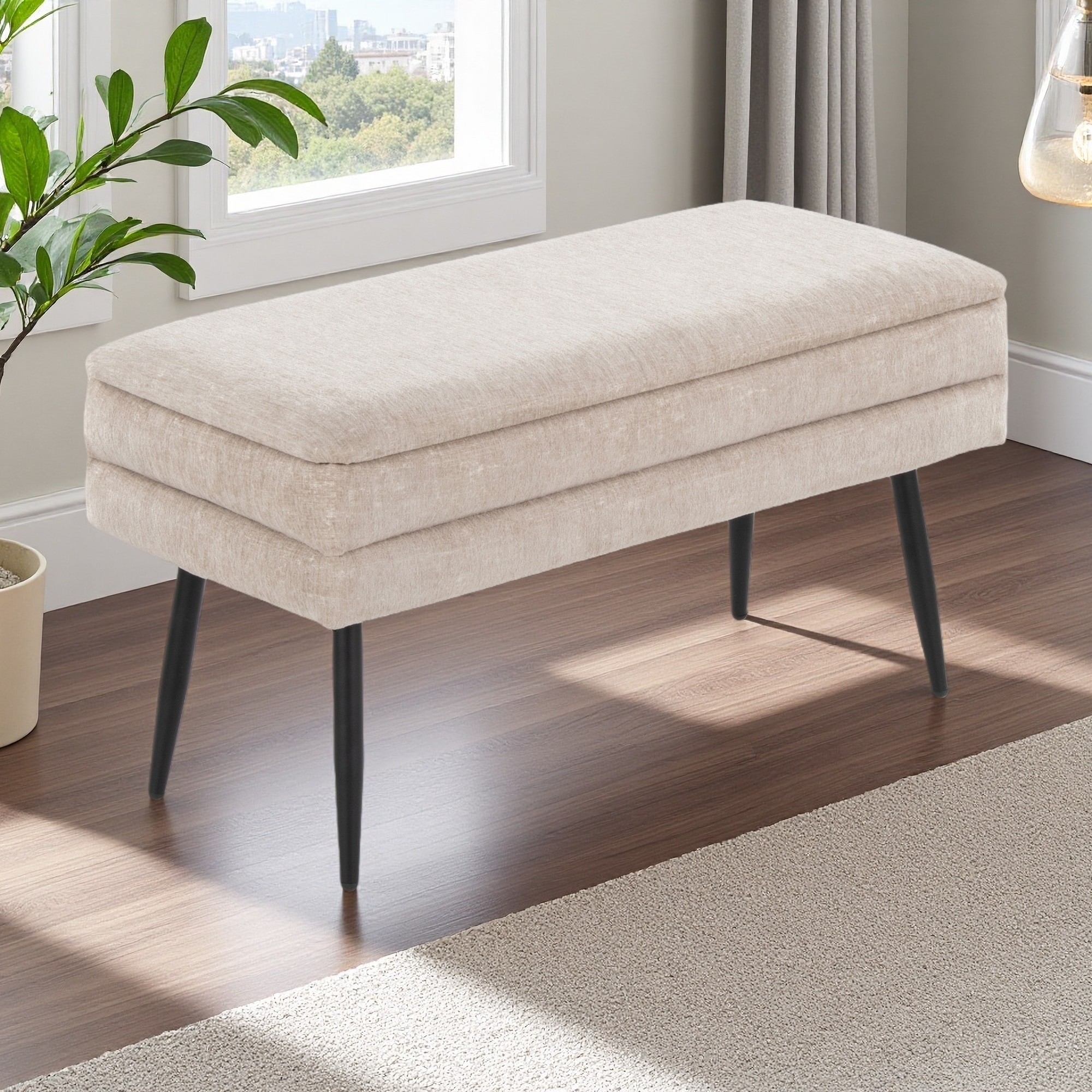 30.75"L Neapolitan Fabric Storage Bench