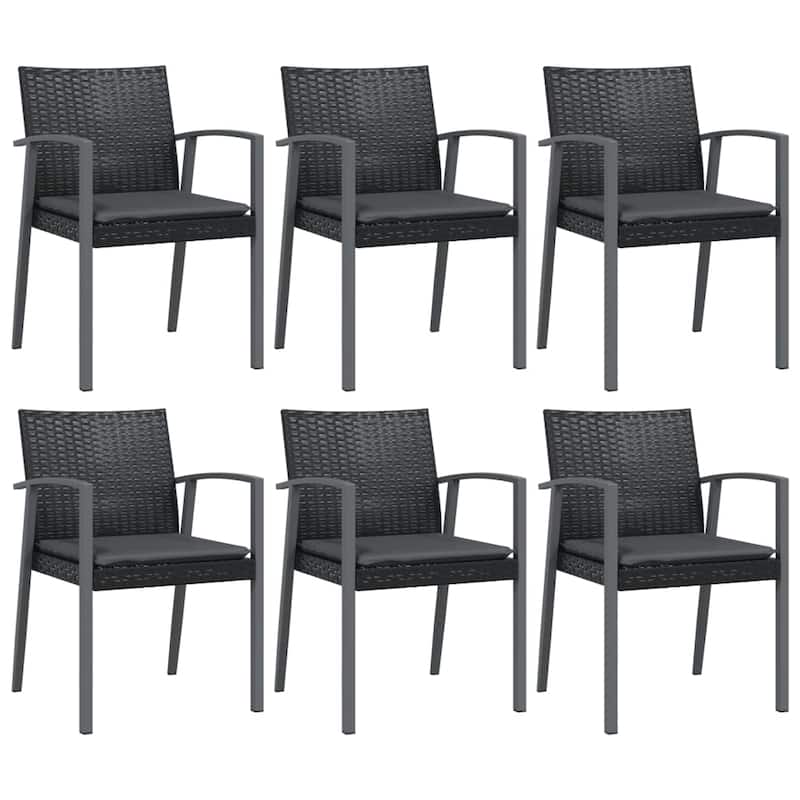 vidaXL Patio Dining Set Table and Chair with Cushions Poly Rattan and Steel